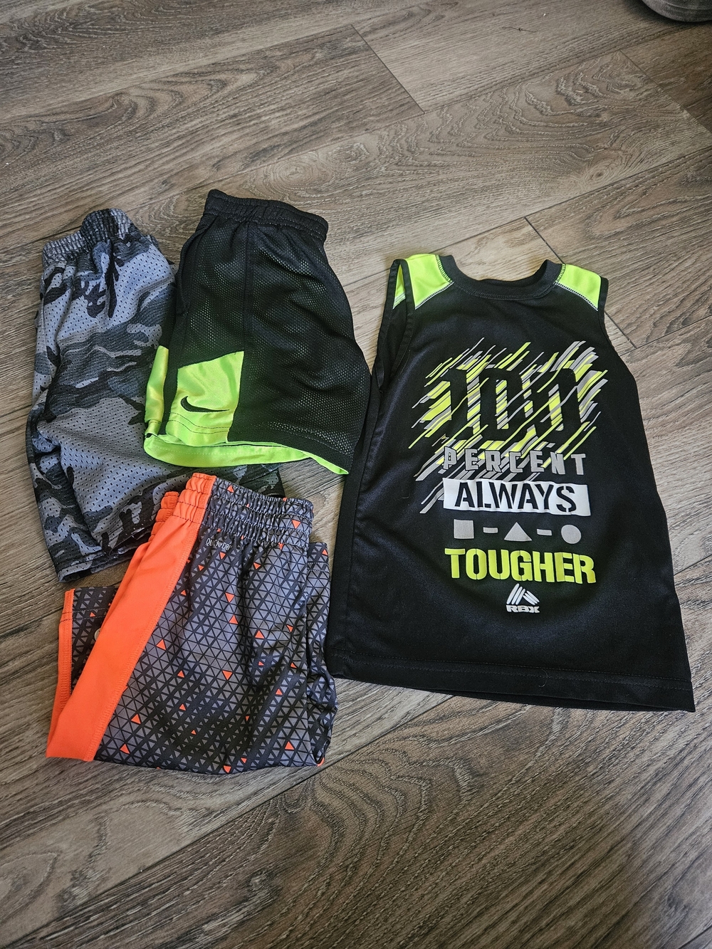 Boys Athletic Wear Bundle- 1 Sleeveless Shirt And 3 Pairs Of Shorts